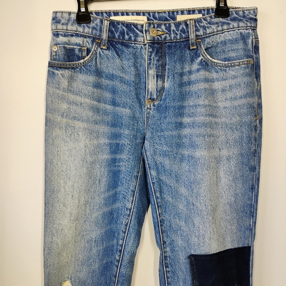 Anthropologie Pilcro Tonal High Rise Straight Crop Jeans Womens 26 Patch Boho - Picture 4 of 16